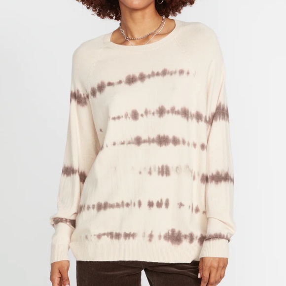 Volcom Women’s I DYE 4 THIS SWEATER - SAND Pullover Cardigan - Picture 1 of 15